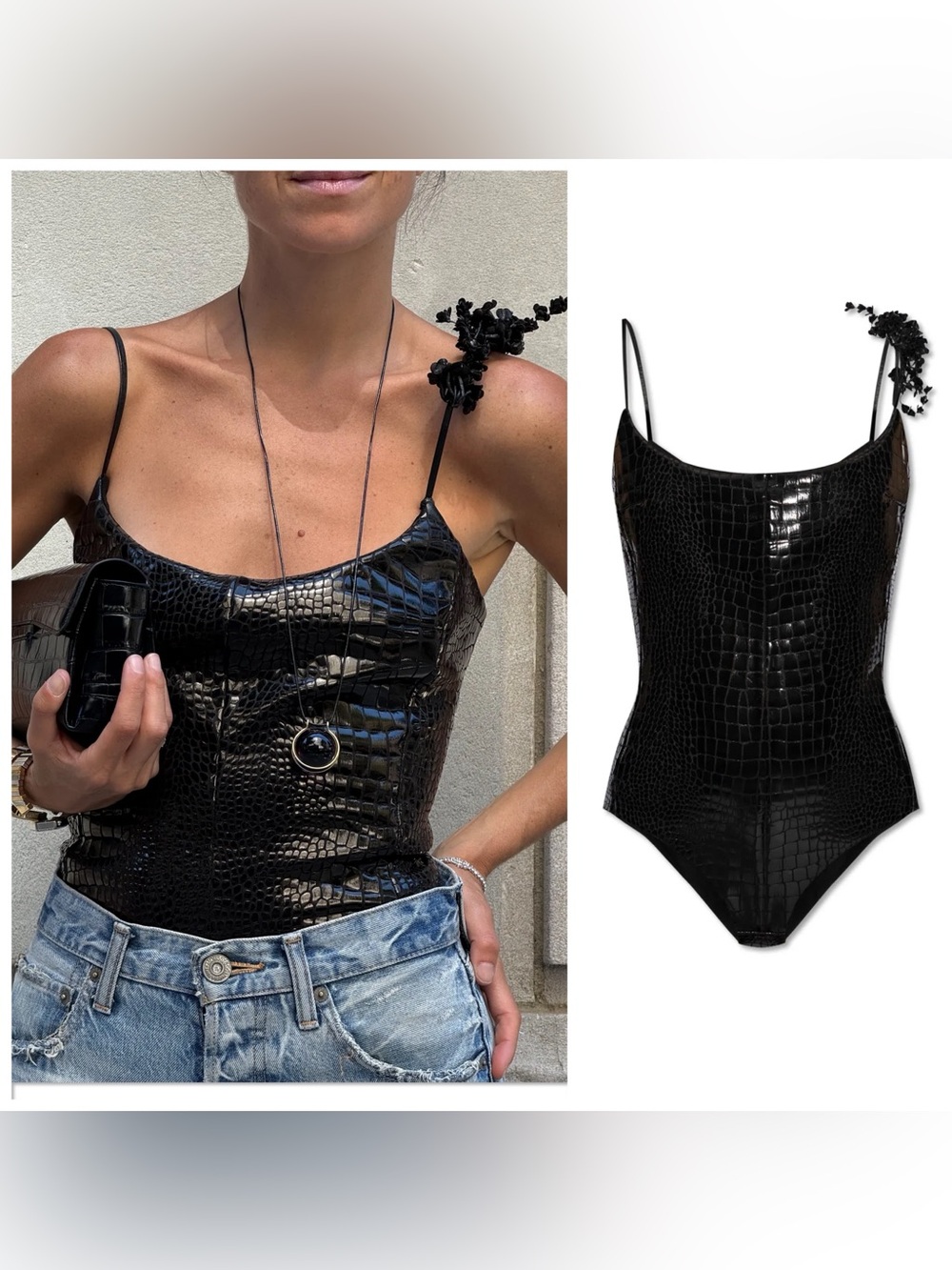 Tory Burch Faux Croc Bodysuit $698 - Picture 3 of 14